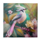 Witte Crested Blush Tail Jay Fantasy Bird Tegeltje (Voorkant)