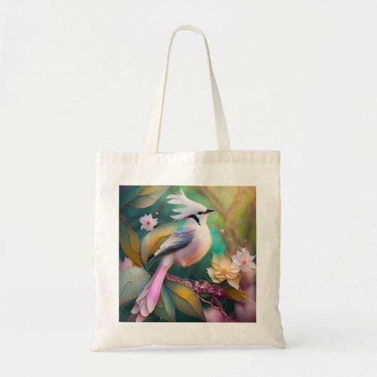 Witte Crested Blush Tail Jay Fantasy Bird Tote Bag (Voorkant)
