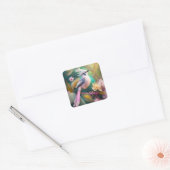 Witte Crested Blush Tail Jay Fantasy Bird Vierkante Sticker (Envelop)