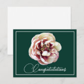 Witte Crimson Pioen Groene Achtergrond Felicitatie Briefkaart (Voorkant / Achterkant)