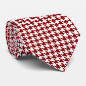 Witte Crimson Red Kleine Patroon Houndstooth Stropdas (Opgerold)