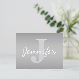 Witte Cursief & Grijs Monogram Aanpasbare Kleure Briefkaart