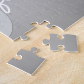 Witte Cursief & Grijs Monogram | Bewerkbare Kleure Legpuzzel (Zijkant)