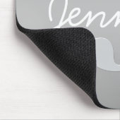 Witte Cursief & Grijs Monogram | Bewerkbare Kleure Muismat (Hoek)