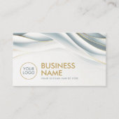 Witte Curve Abstract met gouden accenten Visitekaartje (Voorkant)