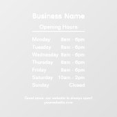 Witte Custom Branded Bedrijfsnaam Openingstijden Raamsticker (Vel)