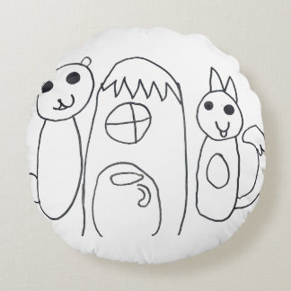 Witte Cute Dieren Kinderen Verjaardag Rond Kussen