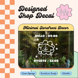 Witte Cute Huisdier Verzorging Uren Ruitsticker Raamsticker