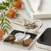 Witte cyclamen Acrylsleutelring Sleutelhanger (Voorkant Rechts)