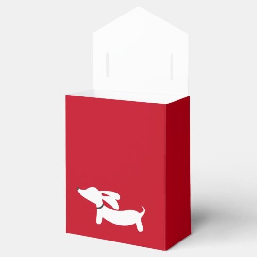 Witte Dachshund op Rood | Liefde | VALENTIJNSDAG Bedankdoosjes (Geopend)