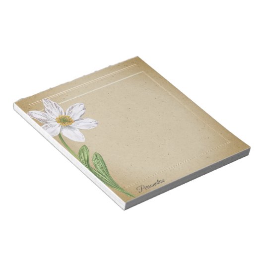 Witte Daffodil Bloem  Oud Papier Persoonlijk Notitieblok (Schuin)
