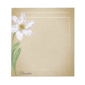 Witte Daffodil Bloem  Oud Papier Persoonlijk Notitieblok (Voorkant)