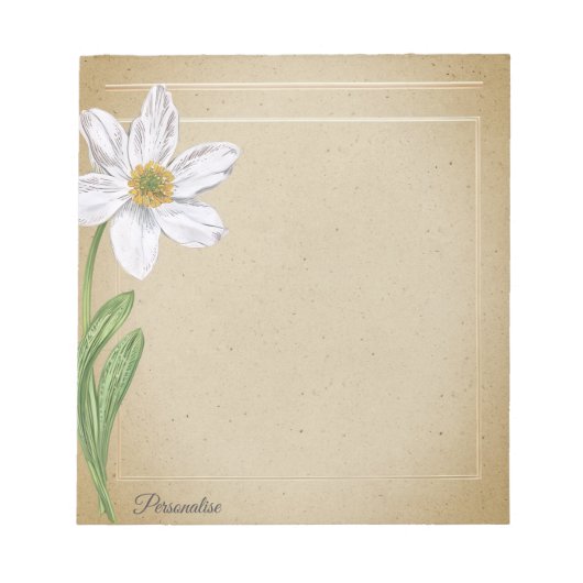 Witte Daffodil Bloem  Oud Papier Persoonlijk Notitieblok (Voorkant)