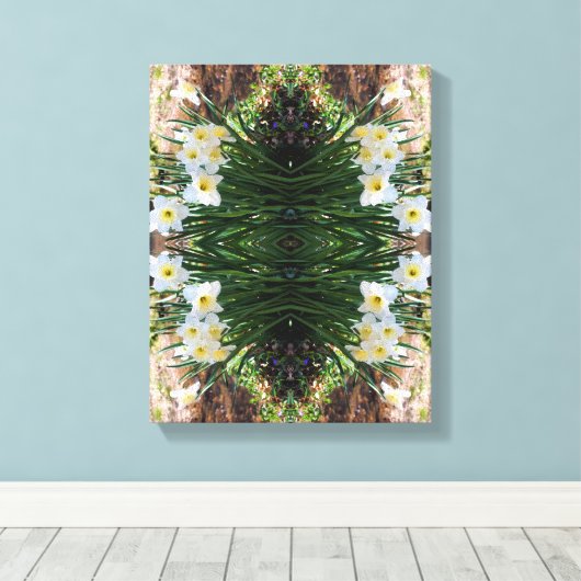 Witte Daffodil Bloemen van Brook Abstract Canvas Afdruk (Insitu (Houten vloer))