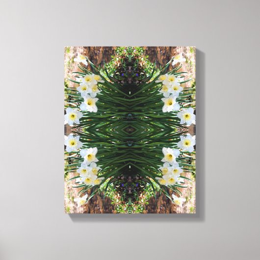Witte Daffodil Bloemen van Brook Abstract Canvas Afdruk (Voorkant)