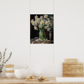 Witte Daffodil Flowers Art Print Poster (Keuken)