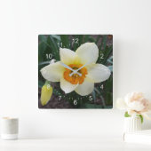 witte daffodil vierkante klok (Huis)