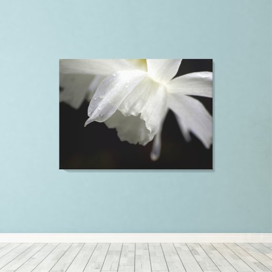 Witte Daffodils Bloemen Fotoprint Canvas Afdruk (Insitu (Houten vloer))