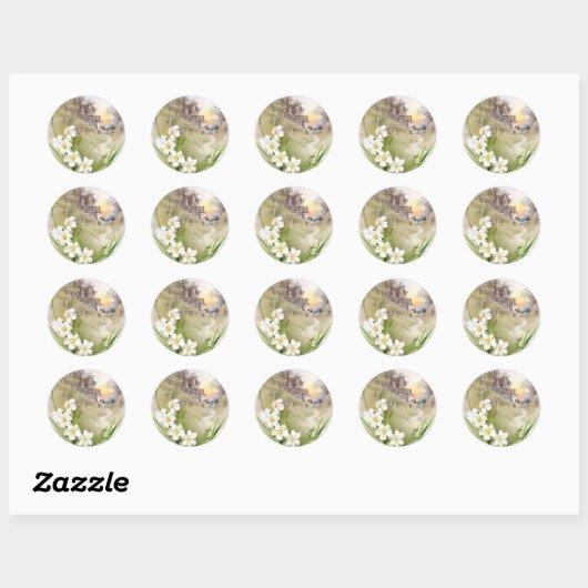 Witte Daffodils  Pasen Ronde Sticker (Vel)