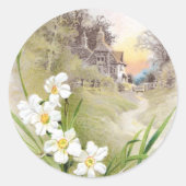Witte Daffodils  Pasen Ronde Sticker (Voorkant)