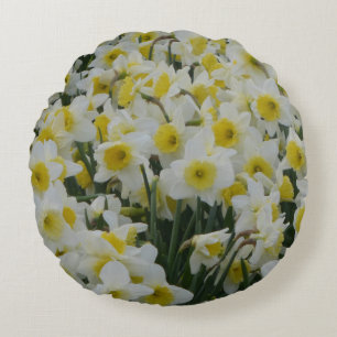 Witte Daffodils Rond Kussen