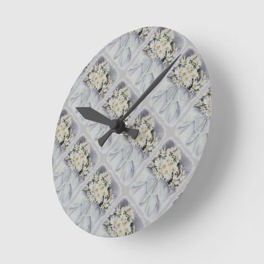 WITTE DAG BOUQUET CLOCK RONDE KLOK (Hoek)