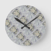 WITTE DAG BOUQUET CLOCK RONDE KLOK (Voorkant)