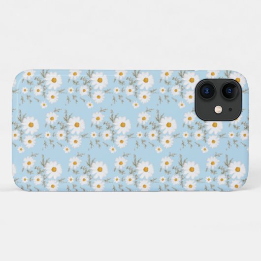 Witte dagbloem (sky blue background) Case-Mate iPhone case (Achterkant (horizontaal))