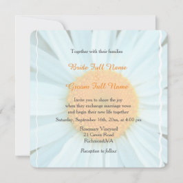 Witte dagbloem trouwuitnodigingen. kaart