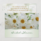 Witte dagbloemen Bridal Shower Invitation Kaart (Voorkant / Achterkant)