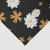 Witte dagbloemen op een zwarte achtergrond canvas  tissuepapier (Detail)