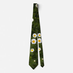 Witte dagbloemen stropdas