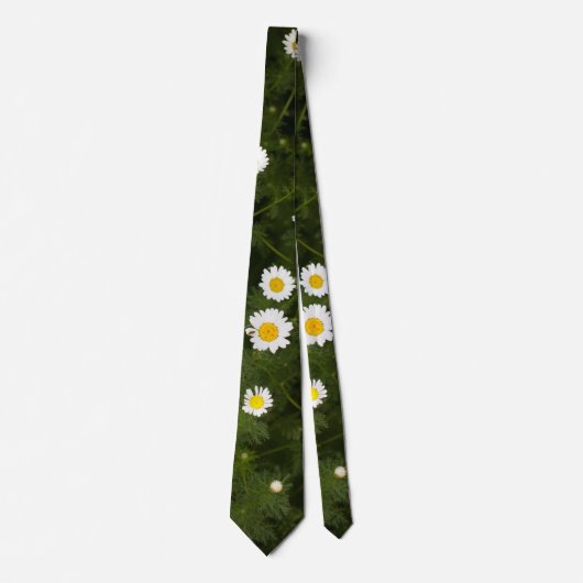 Witte dagbloemen stropdas (Voorkant)