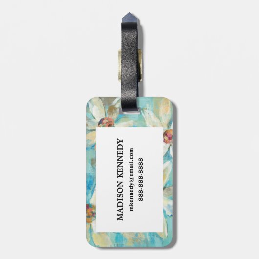 Witte dagen op blauw bagagelabel (Achterkant verticaal)