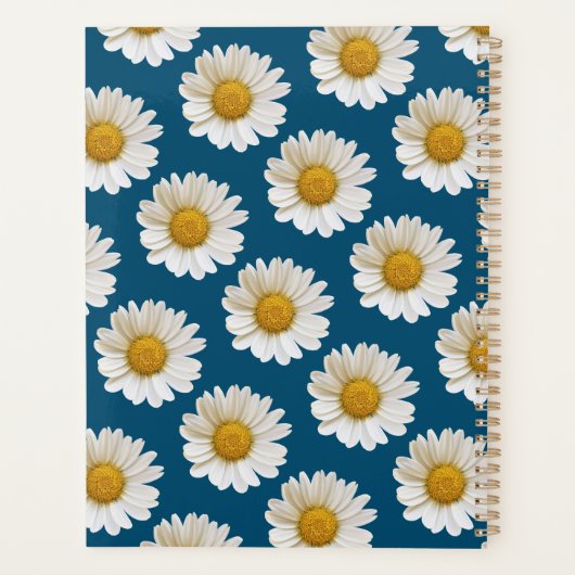 Witte dagen op blauw met aangepaste naam planner (Achterkant)