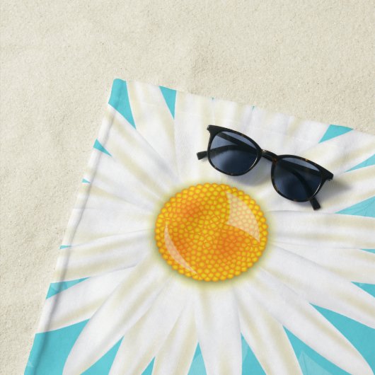 Witte dagen op blauw met aangepaste naam strandlaken (In situ)