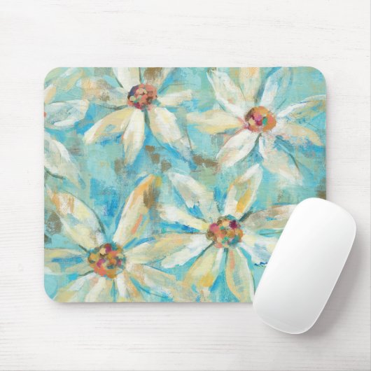 Witte dagen op blauw muismat (Met muis)