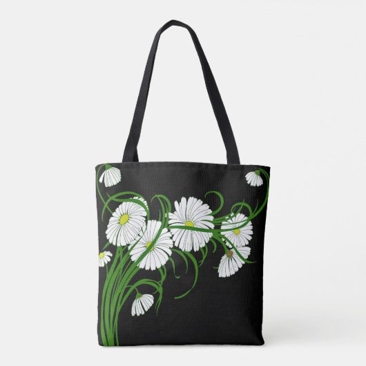 Witte dagen op contrasterende zwarte achtergrond tote bag (Achterkant)