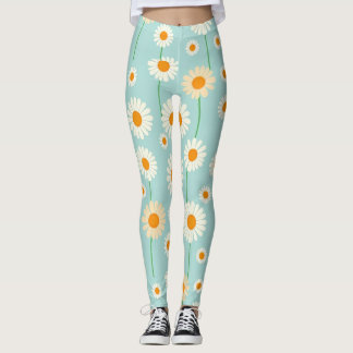 Witte dagen op lichtblauwe achtergrond leggings
