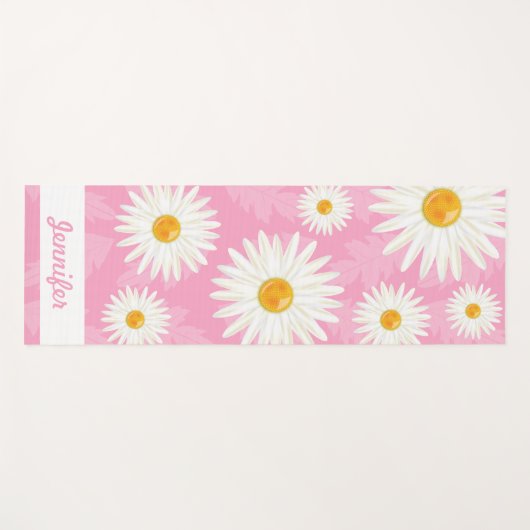 Witte dagen op roze met persoonlijke naam yogamat (Voorkant (horizontaal))