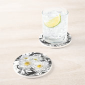 Witte dagen op zwarte witte marmer, zandsteen onderzetter (Zijkant)