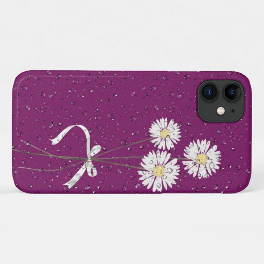 witte dageraad met regendruppels op magenta Case-Mate iPhone case (Achterkant (horizontaal))