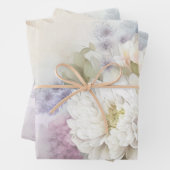 Witte Dahlia Bloem Inpakpapier Vel (In situ)