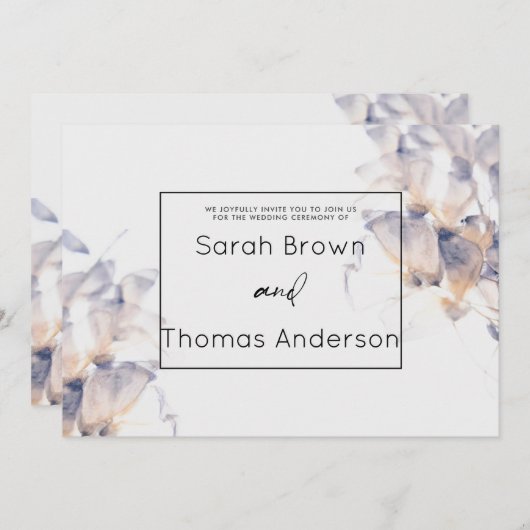 WITTE DAHLIA BLOEMIGE ELEGANTE BRUIDSBRUILOFT KAART (Voorkant / Achterkant)