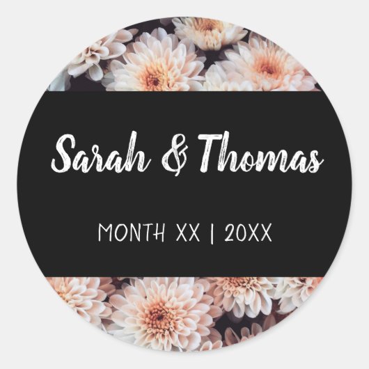 WITTE DAHLIA BLOEMIGE ELEGANTE BRUILOFT RONDE STICKER (Voorkant)