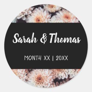 WITTE DAHLIA BLOEMIGE ELEGANTE BRUILOFT RONDE STICKER