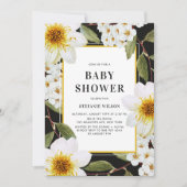 Witte Dahlia en Spirea Botanische Baby shower Kaart (Voorkant)