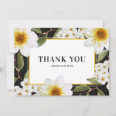 Witte Dahlia en Spirea Botanische Trouwdag Bedankkaart (Voorkant)