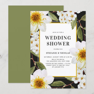 Witte Dahlia en Spirea Botanische Trouwdouche Kaart