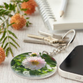 Witte dahlia in de tuin foto sleutelhanger (Voorkant Rechts)